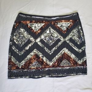 Geometric Sequin and Beaded Mini Skirt